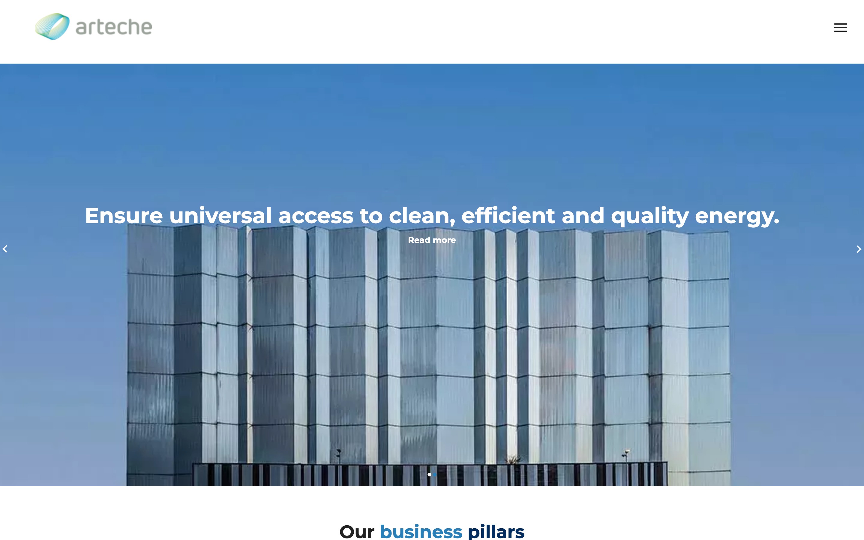 Arteche homepage in English, built with DXPR Builder
