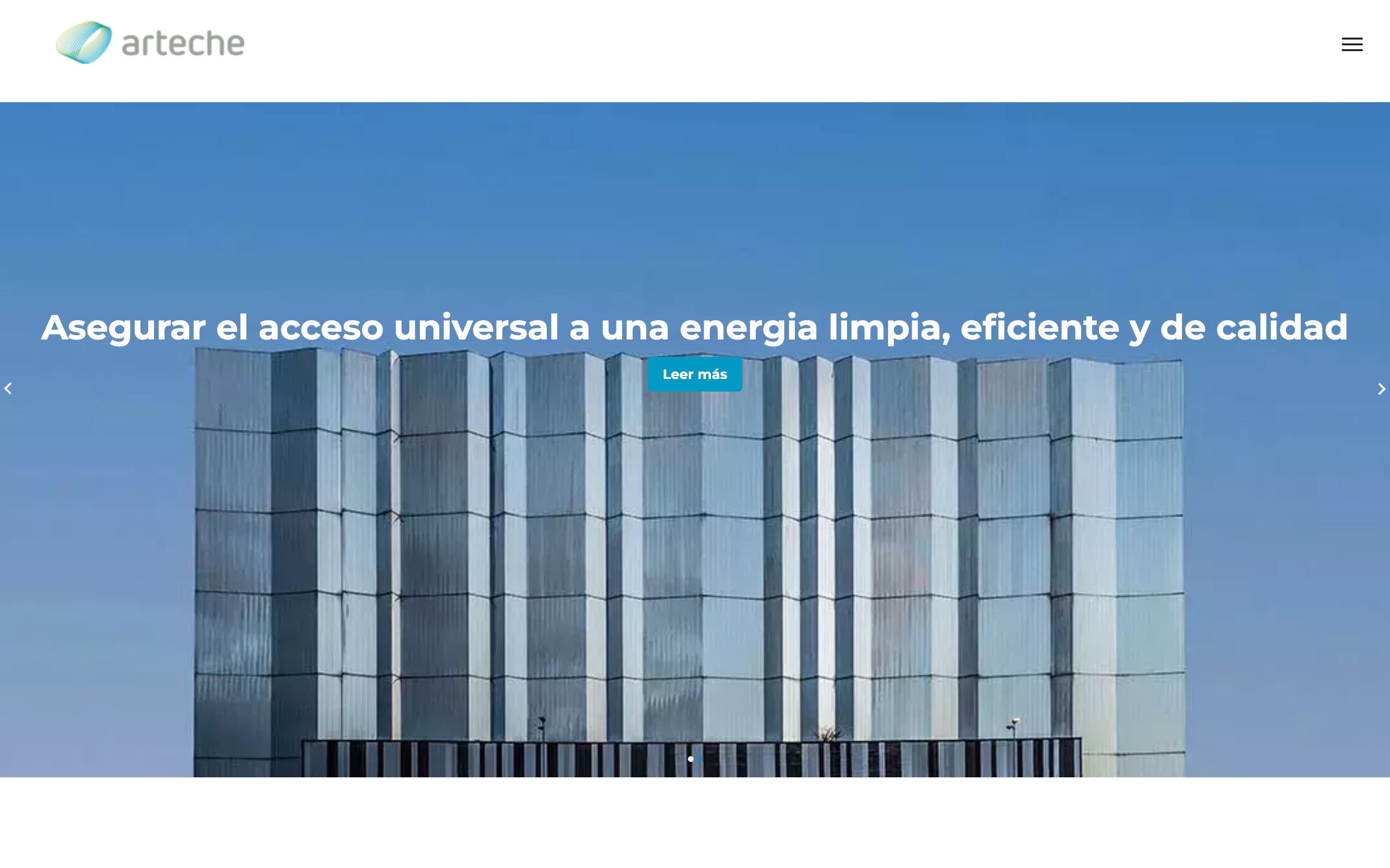 Arteche homepage in Spanish, built with DXPR Builder