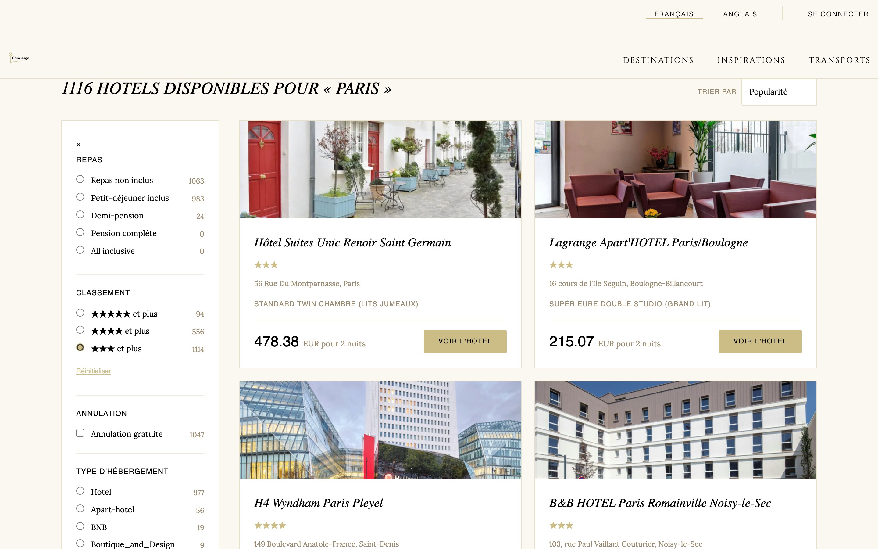 Concierge Hotel dining and destination content