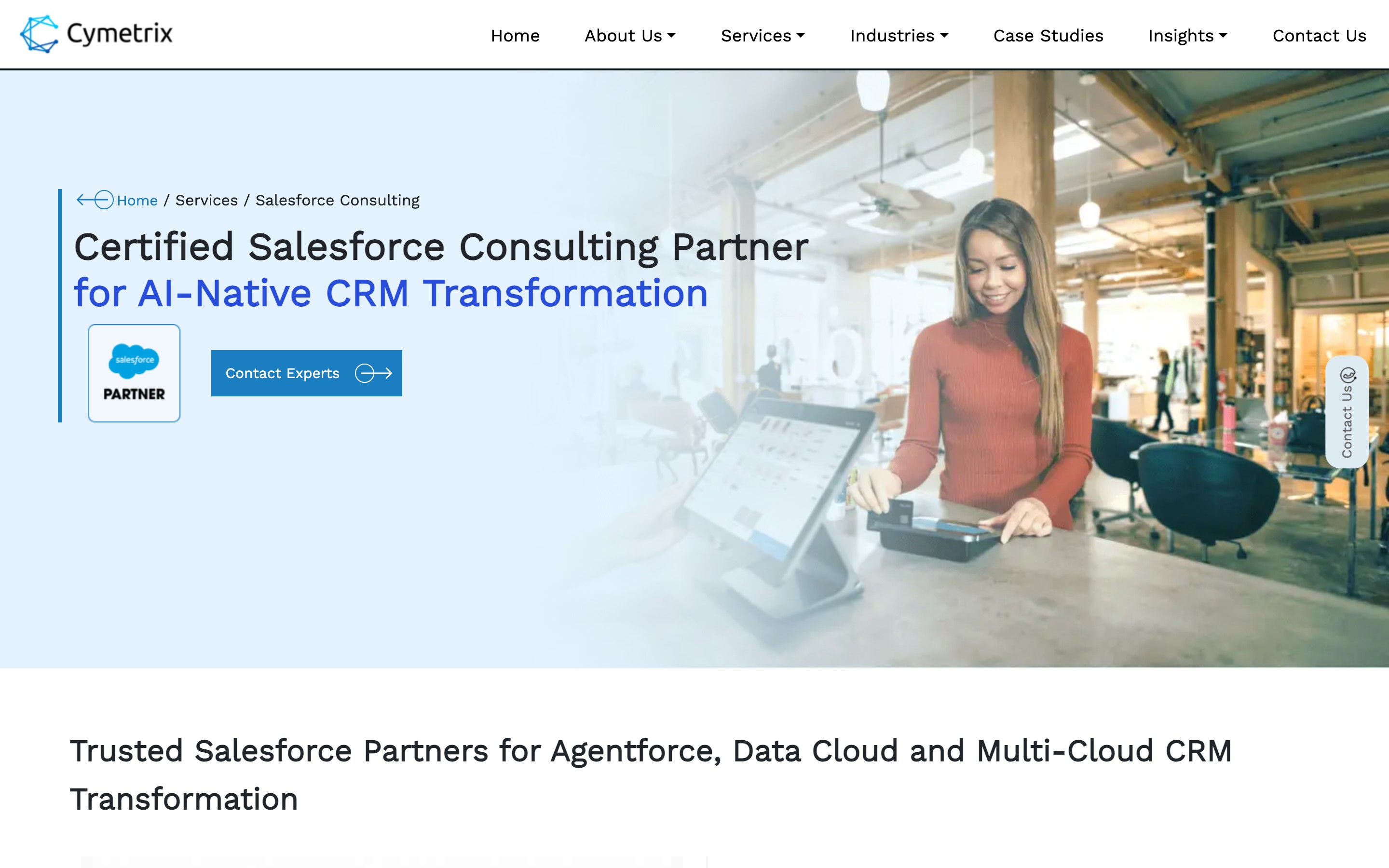 Cymetrix data analytics solutions pages