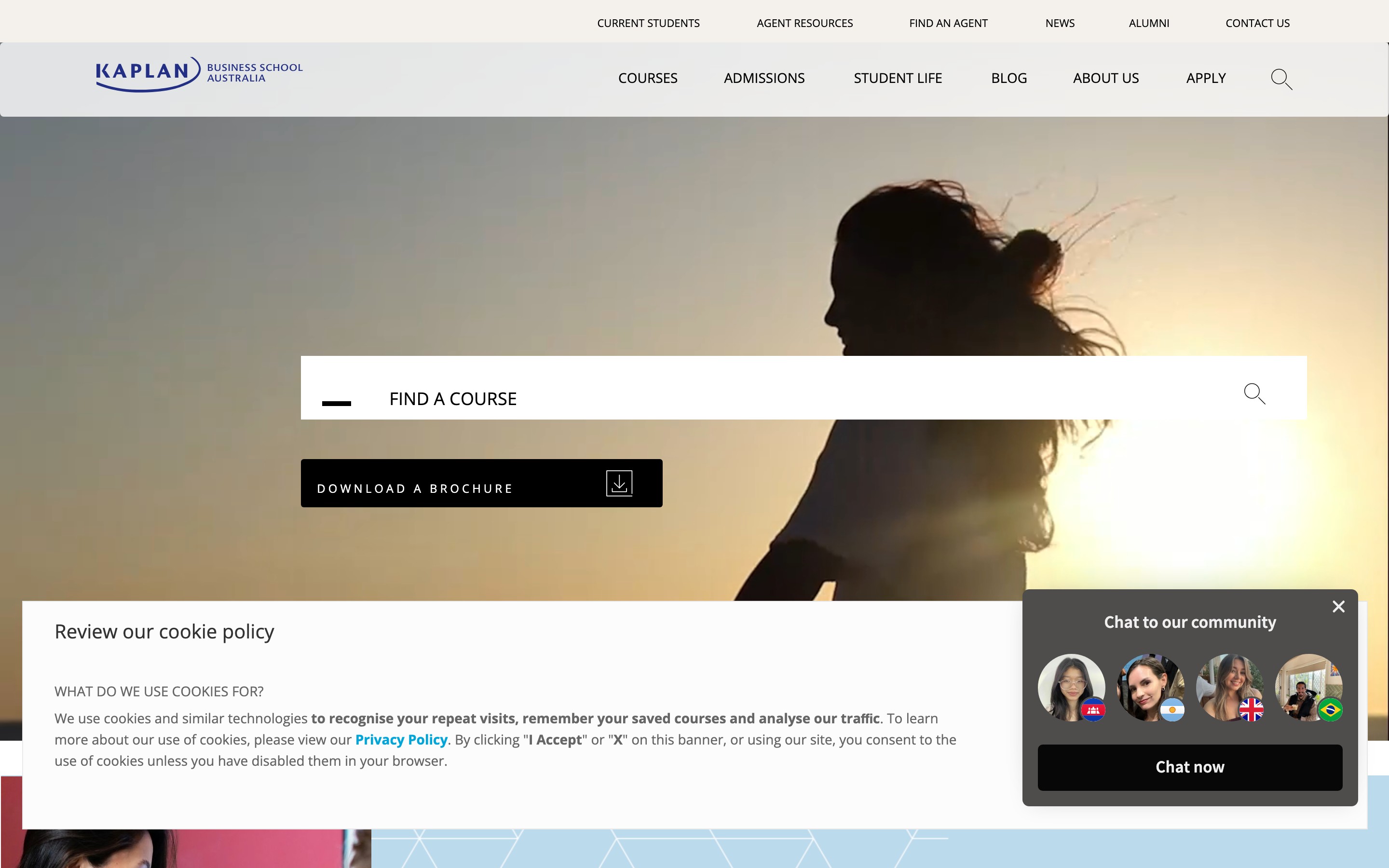 Kaplan Business School course and program pages