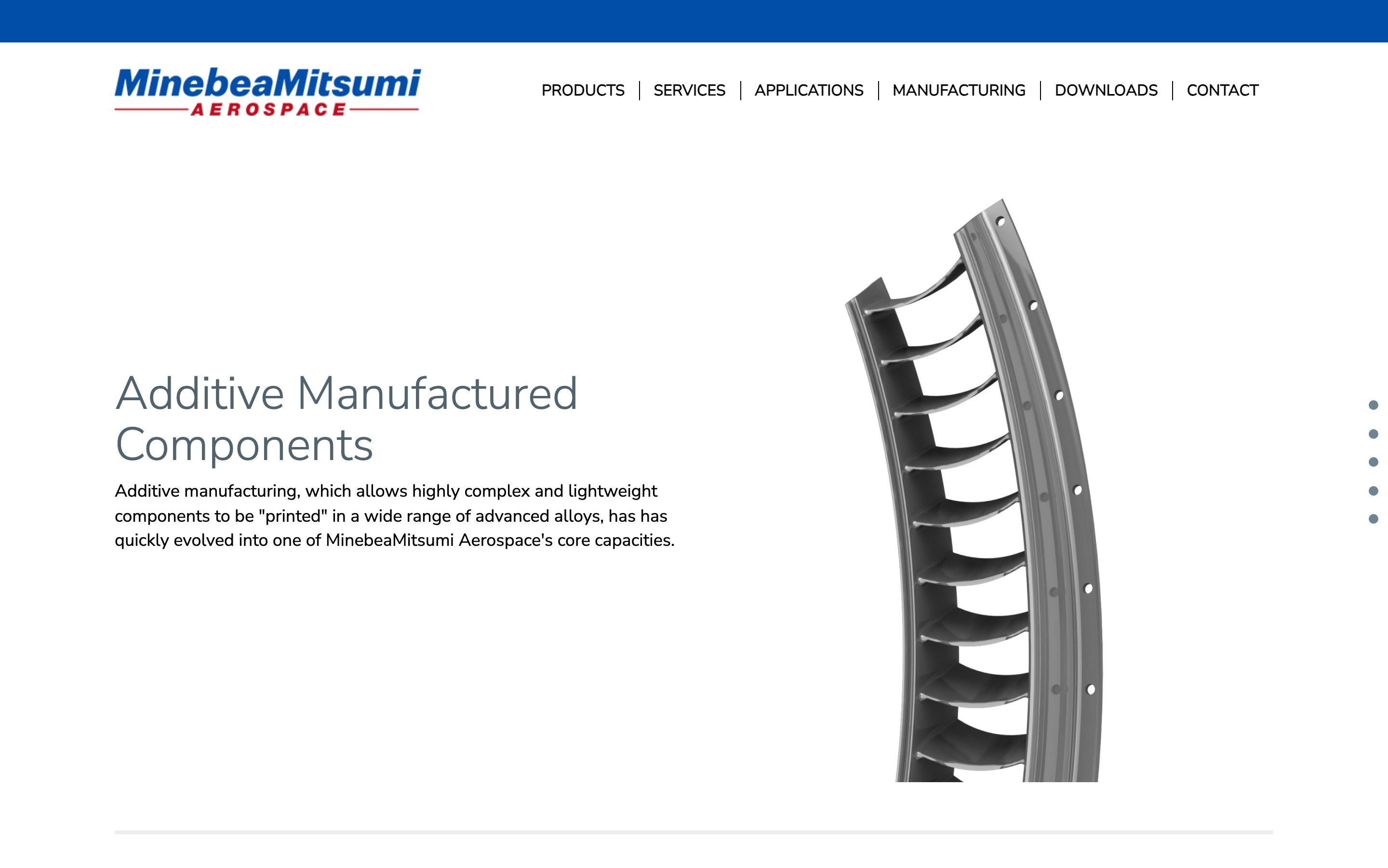 Additive Manufactured Components product page, built with DXPR Builder
