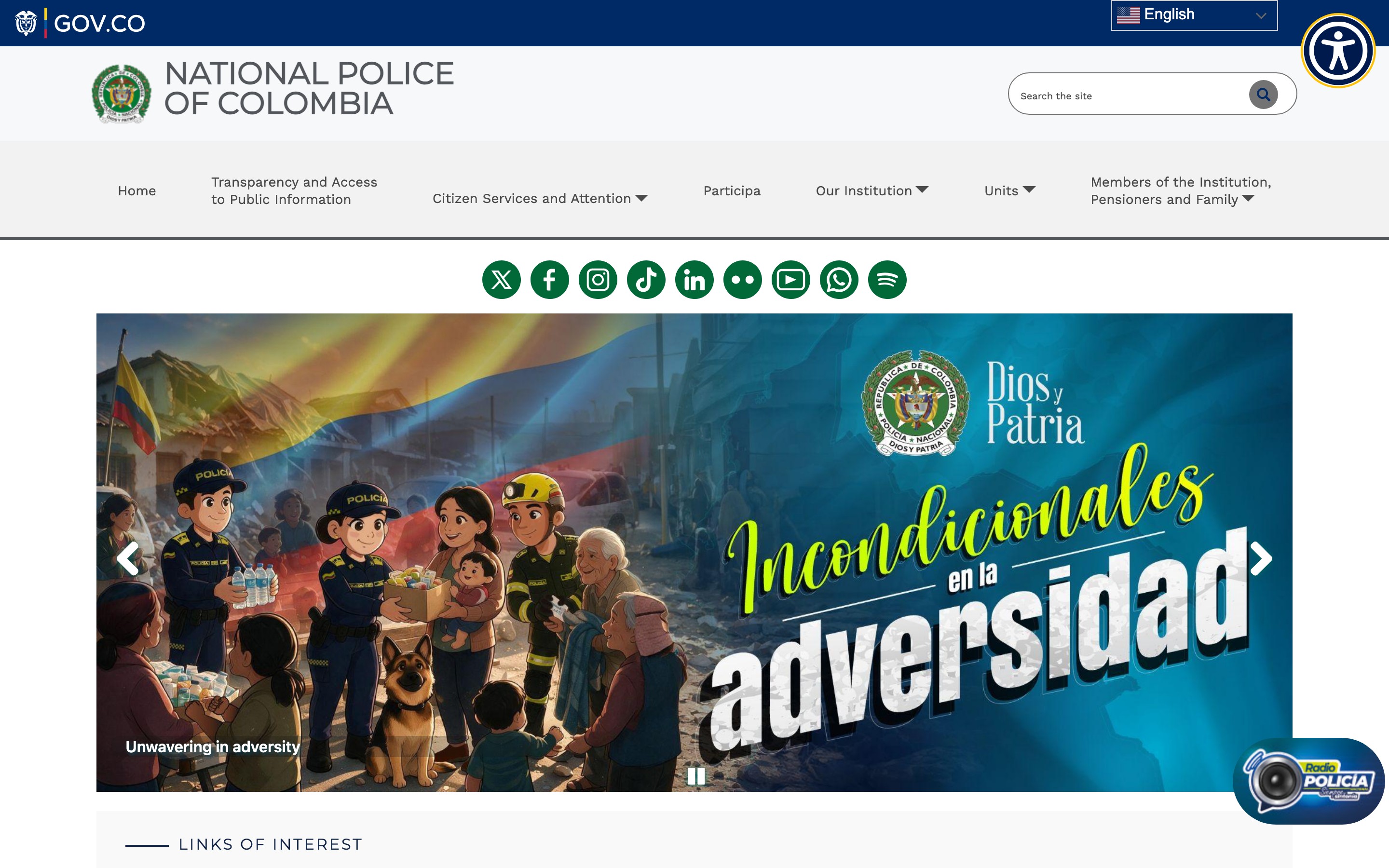 Polic&iacute;a Nacional de Colombia main portal