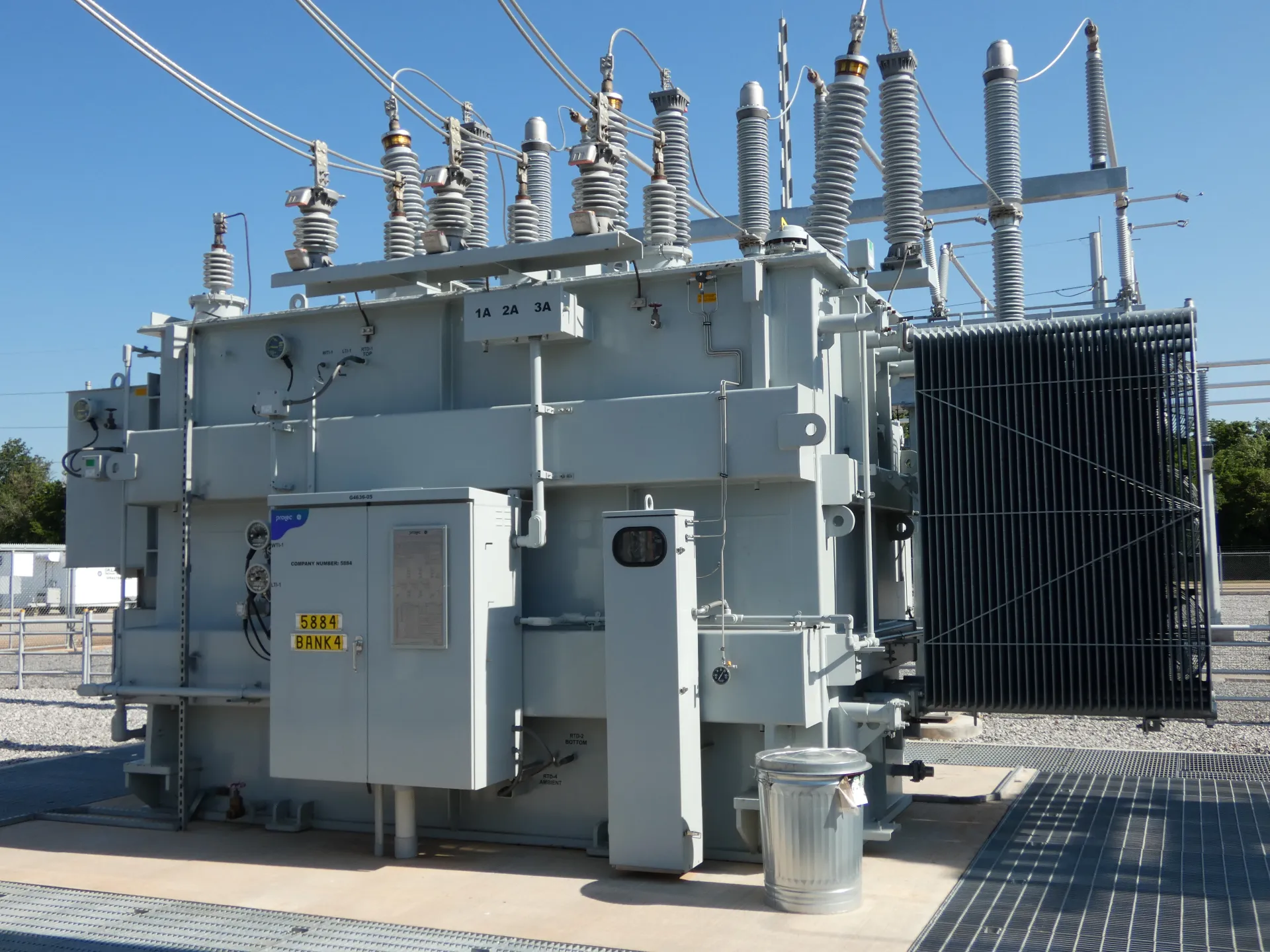 Power transformer at an electrical substation