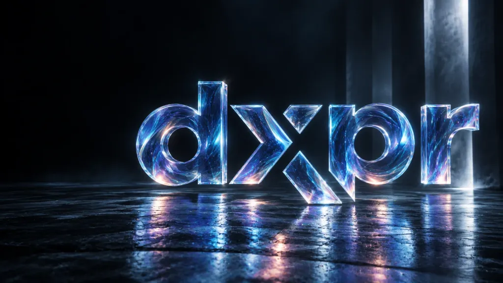 شعار DXPR منحوت في زجاج بصري
